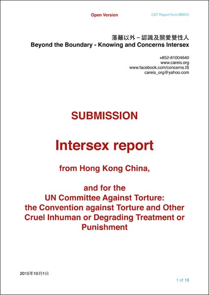 2015 CAT Hong Kong + China NGO Report BBKCI Intersex